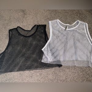EUC CHARLOTTE RUSSE LOT OF 3 Mesh Tank‎ Top black white sparkle A